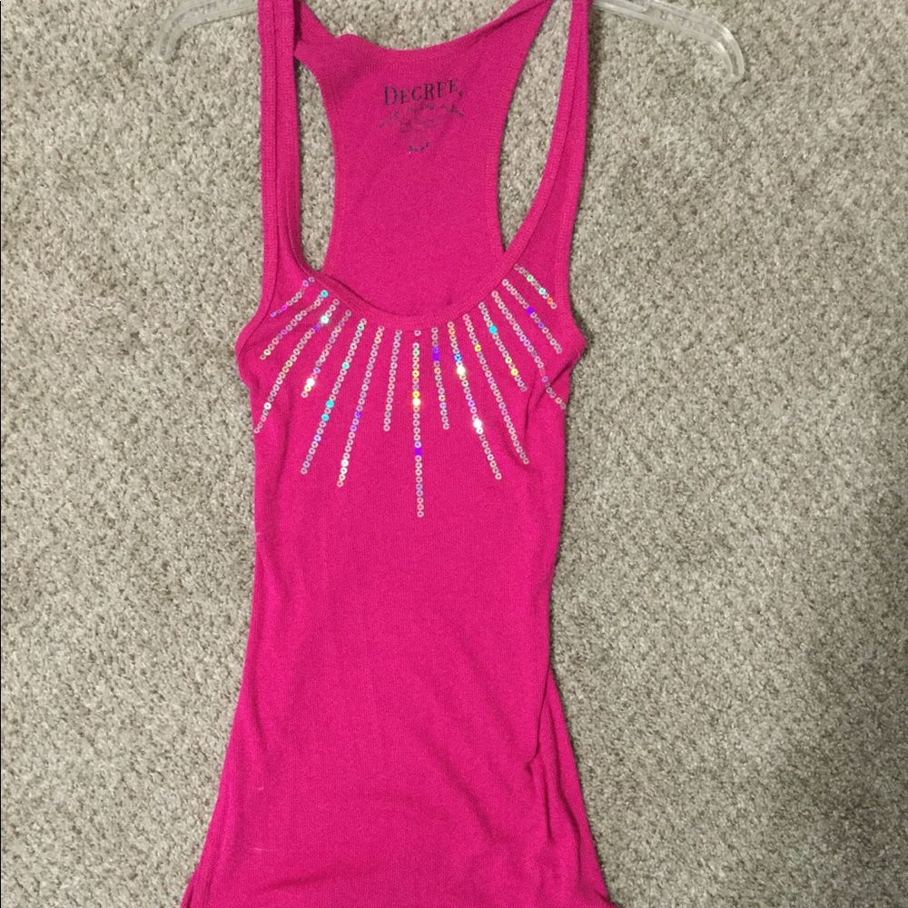 Pink sequin tank top